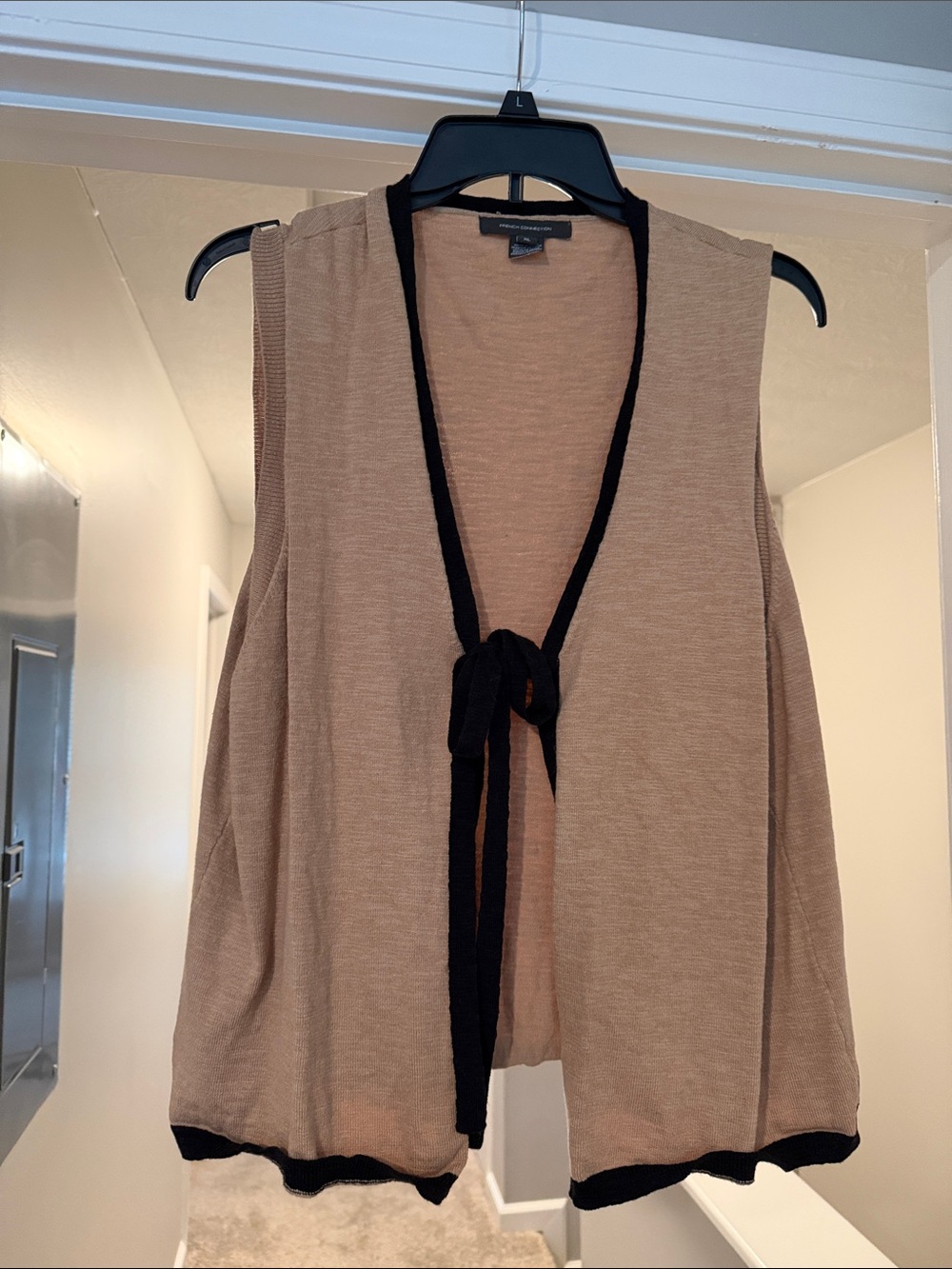 French Connection Tan Sleeveless Tie-Front Vest